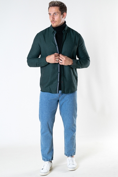 Kronstadt Johan HerRingabone flannel shirt Bottle Green