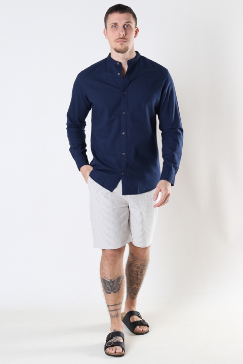 Jack & Jones SUMMER LINEN BAND SHIRT L/S Navy Blazer