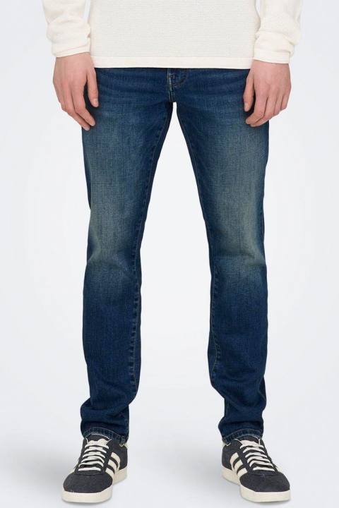 ONLY & SONS Loom Slim One Denim Jeans Dark Medium Blue Denim