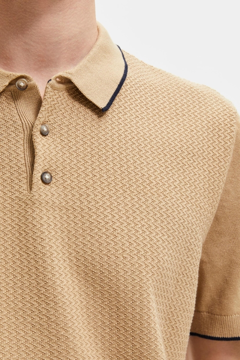 Selected SLHHANK SS KNIT BUTTON POLO B Incense