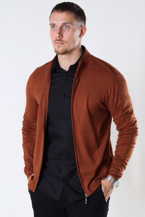 JEFF LAUGE FULL ZIP CARDIGAN Golden Brown