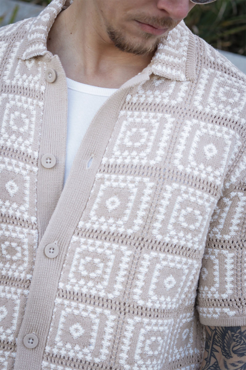 ONLY & SONS Bart Relax SS Knit Shirt Silver Lining