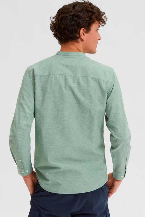 Selected SLHSLIMNEW-LINEN SHIRT LS BAND W Desert Sage