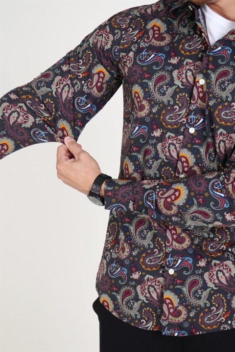 Only & Sons Frederik L/S Paisley Stretch Skjorta Phantom