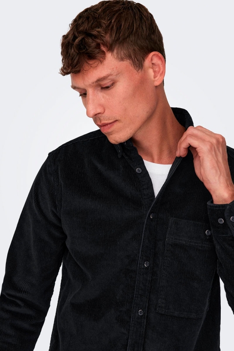 ONLY & SONS New Terry Corduroy LS Shirt Black