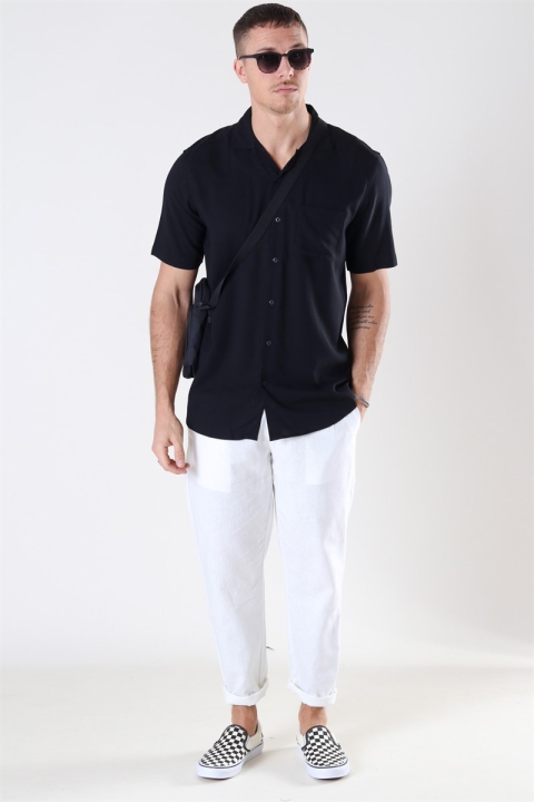 Only & Sons Silo Solid Viscose Skjorta Black