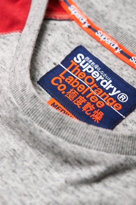 Superdry O L Eng'D Baseball L/S T-shirt Varsity Silver Grit