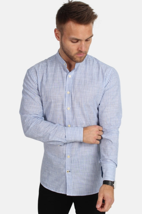 Kronstadt Dean Henley Stripe Skjorta Blue