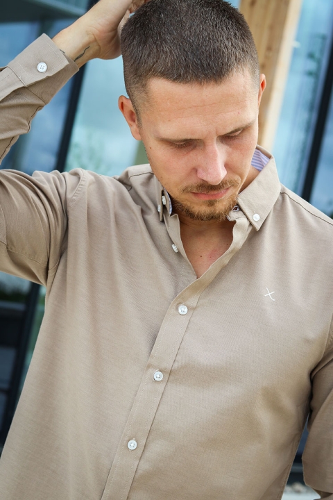 Clean Cut Copenhagen Oxford Stretch Plain L/S Camel