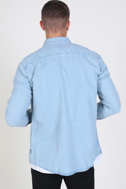 Only & Sons Basic Denim Skjorta Light Blue Denim