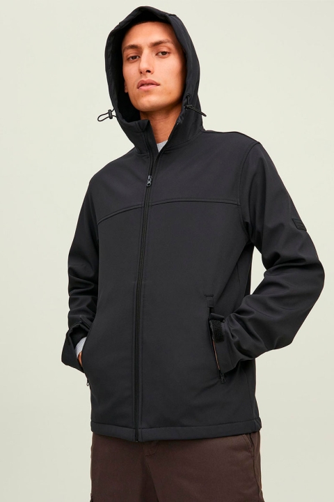 Jack & Jones JJEMARVIN HOOD SOFTSHELL NOOS Black