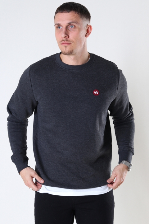 Kronstadt Lars Organic/Recycled crew sweat Charcoal mel