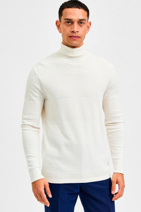Selected SLHMAINE LS KNIT ROLL NECK W NOOS Egret