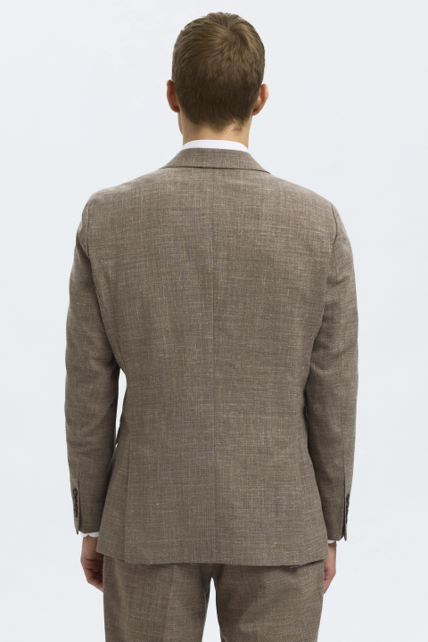 Selected Oasis Linen DB Blazer Dark Sand Melange