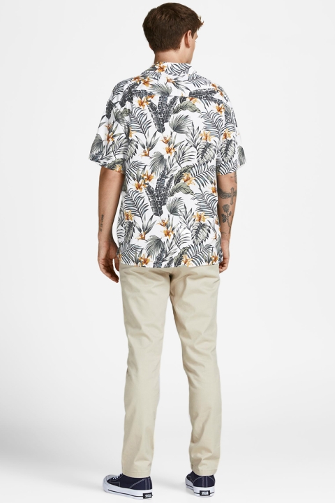 Jack & Jones JPRBLATROPIC RESORT SHIRT S/S RELAX SN White