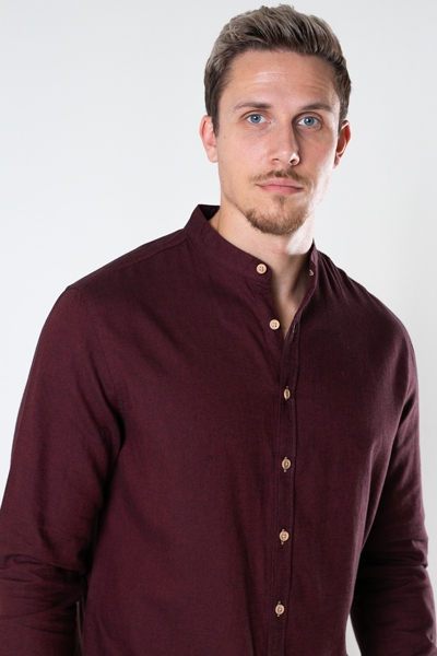 Kronstadt Dean Diego Cotton henley shirt Bordeaux mel