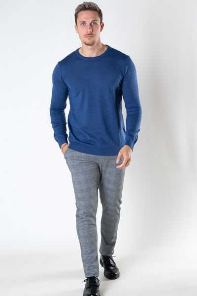 Clean Cut Copenhagen Merino Wool Crew Blue Melangé