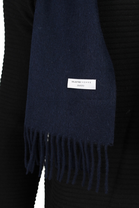 Selected Tope Wool Scarf Dark Navy