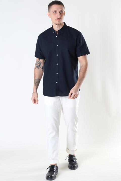 Clean Cut Copenhagen Cotton / Linnen Shirt S/S Navy