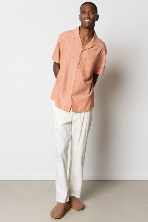 Clean Cut Copenhagen Giles Bowling Shirt S/S Orange Melange