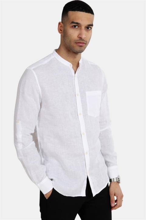 Only & Sons Luke LS Linen Mandarine Skjorta White