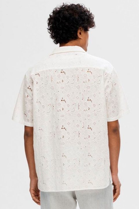 Selected Relax Jax Shirt SS Broderie Bright White