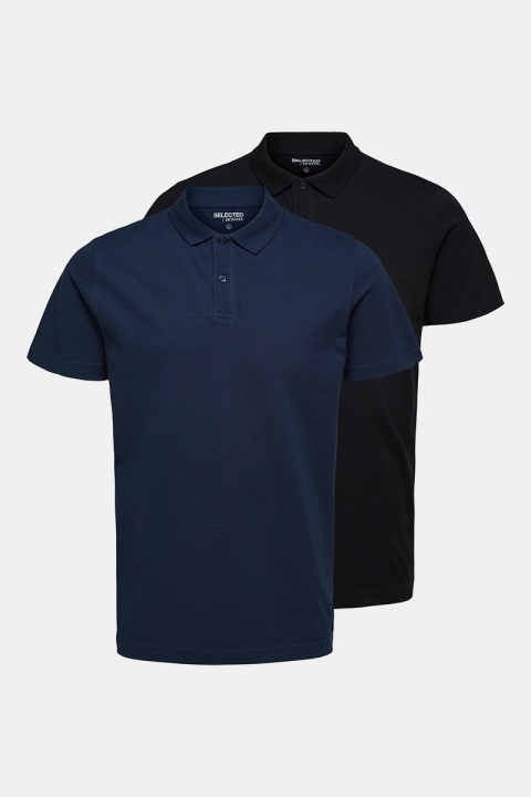 Selected SLHDECLAN SS POLO W 2 PACK Navy Blazer + Black