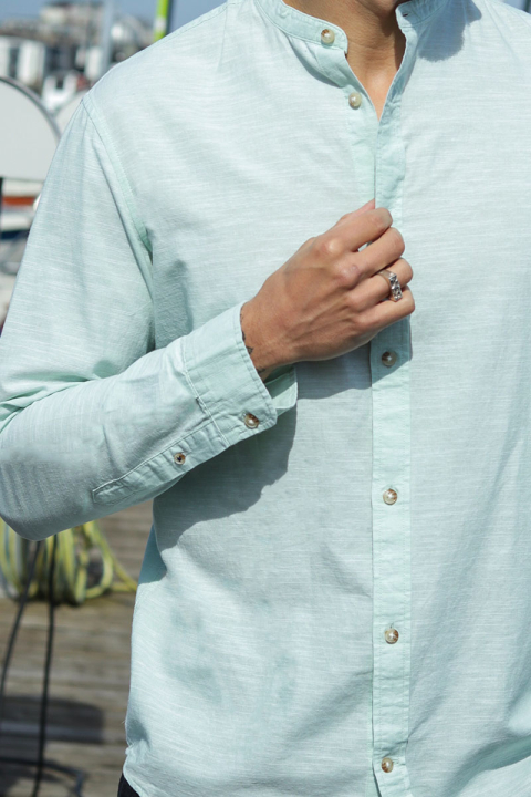 Jack & Jones Summer Band Shirt LS Iceberg Green