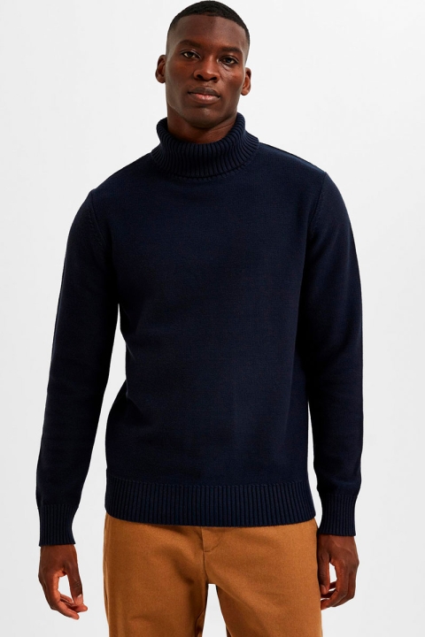 Selected Axel Ls Knit Roll Neck Sky Captain