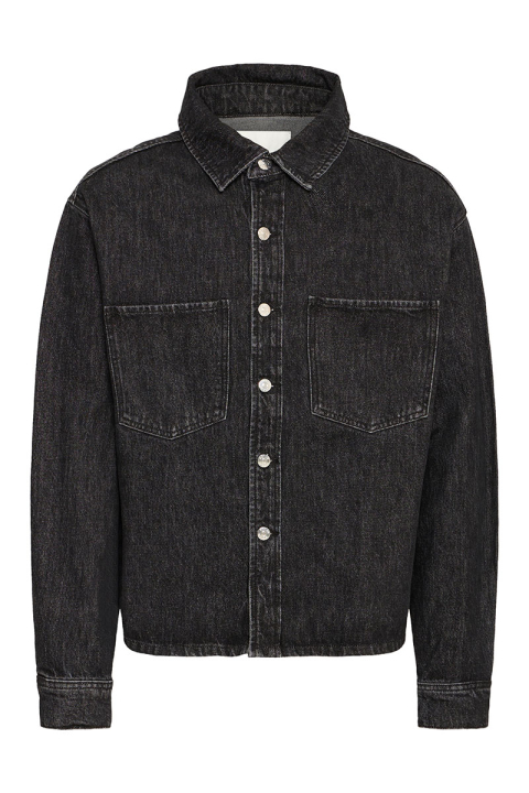Solid Rip Overshirt  Black Denim