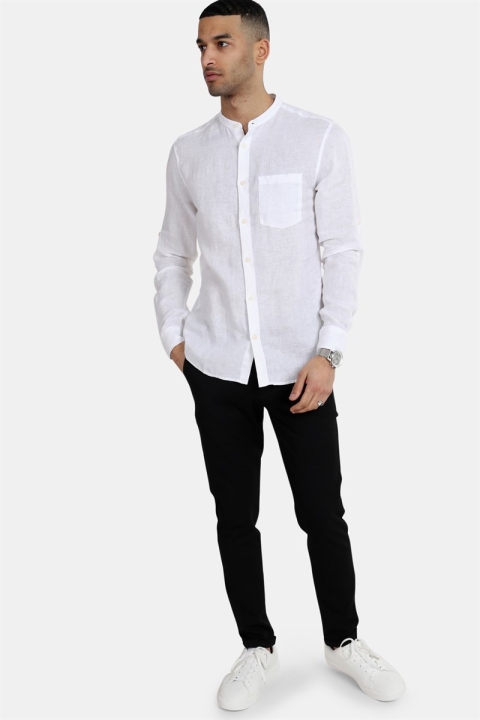 Only & Sons Luke LS Linen Mandarine Skjorta White