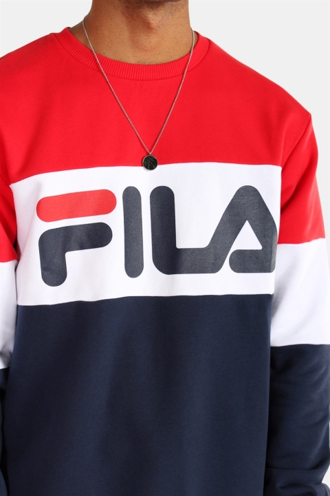 Fila Men Straight Blocked Crew Black Iris-Bright White-True Red