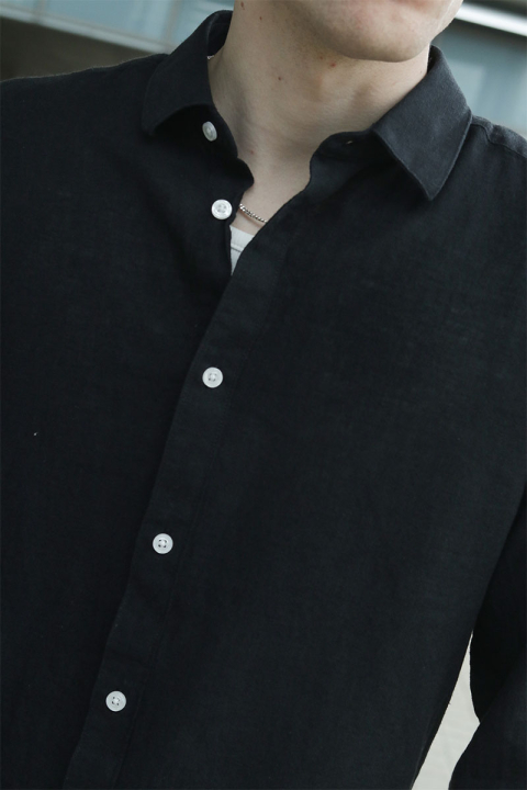 ONLY & SONS Caiden LS Linen Shirt Black