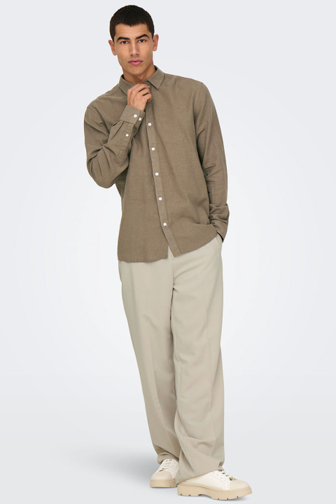 ONLY & SONS Caiden LS Linen Shirt Fossil