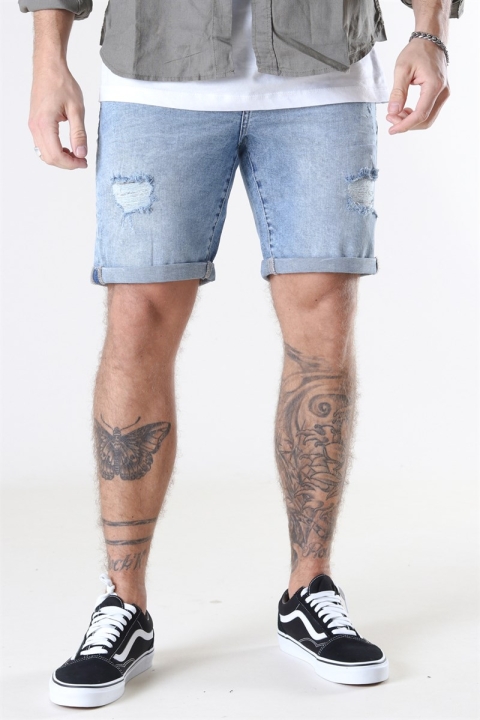 Solid LT Ryder Destroy Shorts Blue Denim