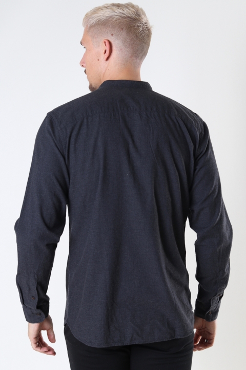 Jack & Jones JJEBAND HEATHER  SHIRT L/S STS Dark Grey Melange SLIM FIT