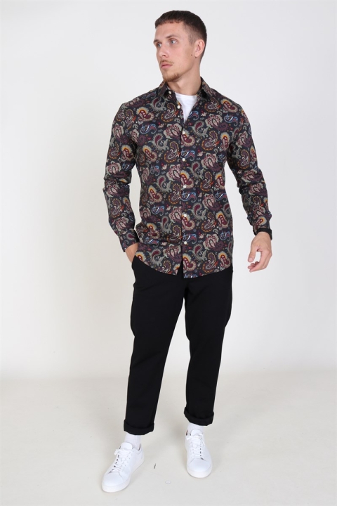 Only & Sons Frederik L/S Paisley Stretch Skjorta Phantom