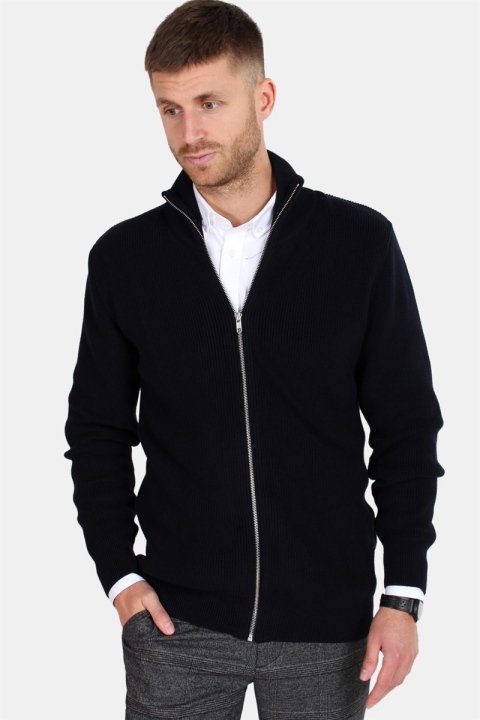 Clean Cut Osin Zip Cardigan Sticka Navy