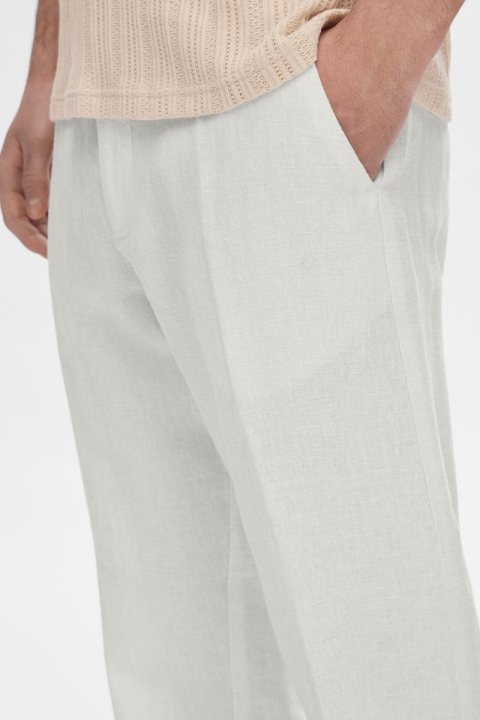 Selected Mads Straight Linen Pants Cloud Dancer