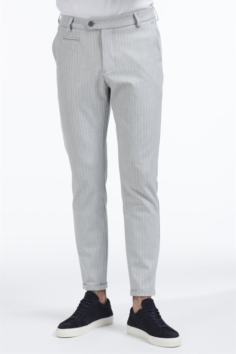 Les Deux Como Pinstripe Kostym Pants Grey melange/White