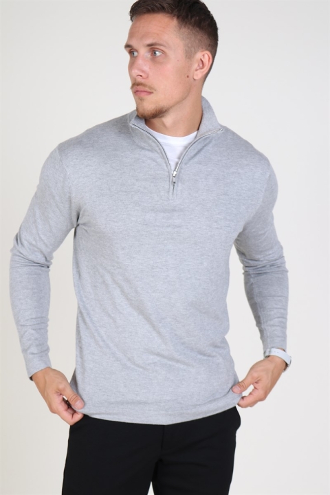 Tailored & Originals Knit - MKlockaray Half zip Light Grey