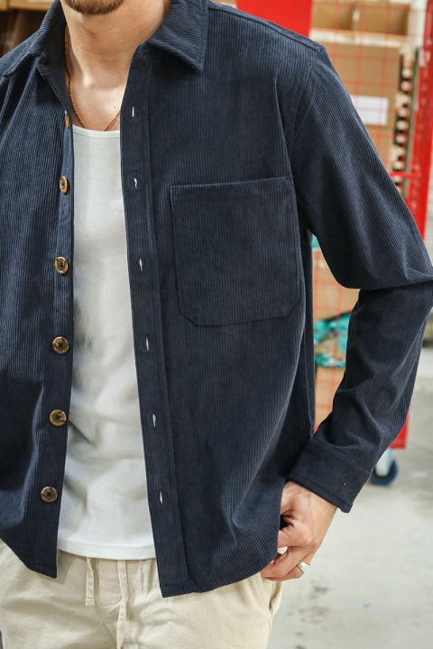 ONLY & SONS Tile Corduroy Shirt Dark Navy