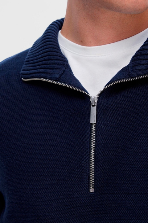 Selected Axel LS Knit Half Zip Sky Captain