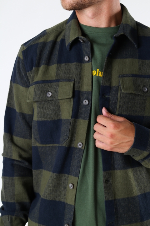 ONLY & SONS SCOTT LIFE LS CHECK FLANNEL OVERSHIRT Olive Night