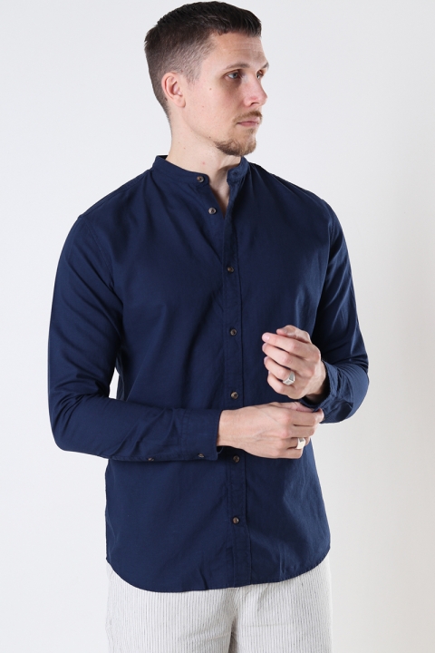 Jack & Jones SUMMER LINEN BAND SHIRT L/S Navy Blazer