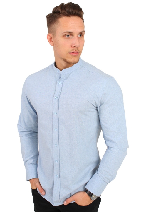 Clean Cut Rooney Flannel Henley Skjorta Light Blue