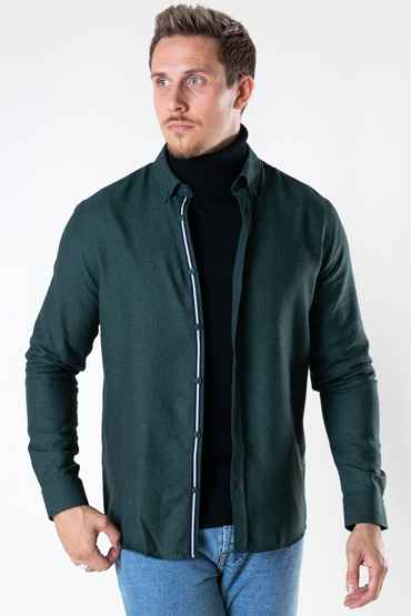 Kronstadt Johan HerRingabone flannel shirt Bottle Green