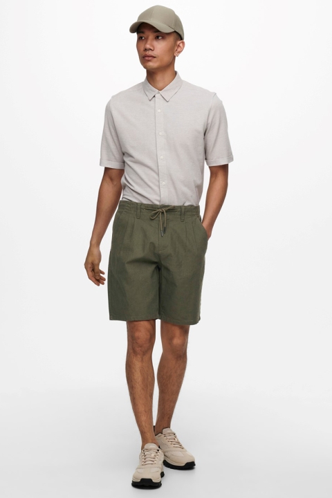 ONLY & SONS ONSLEO SHORTS LINEN MIX GW 9201 NOOS Olive Night