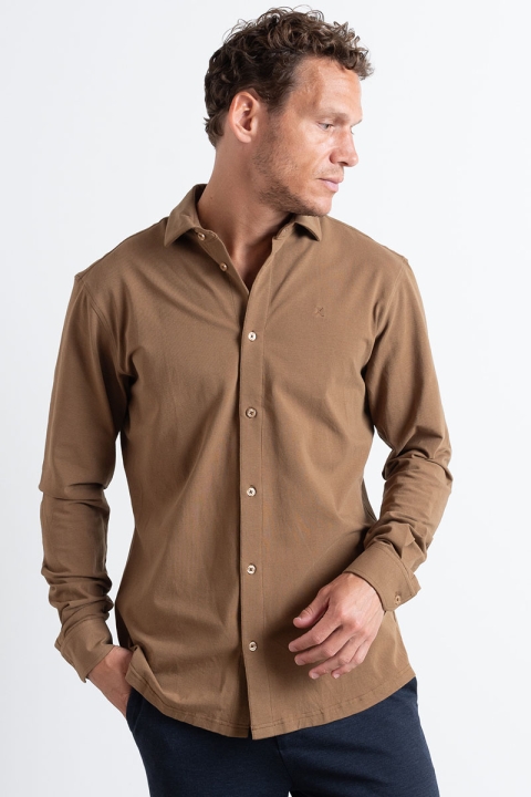 Clean Cut Copenhagen Clean Formal Stretch Shirt LS Brown