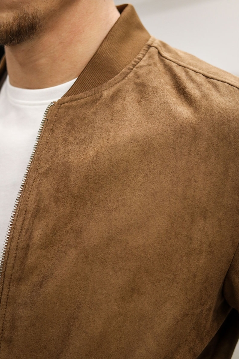 Jack & Jones Rocky Faux Suede Bomber Cognac